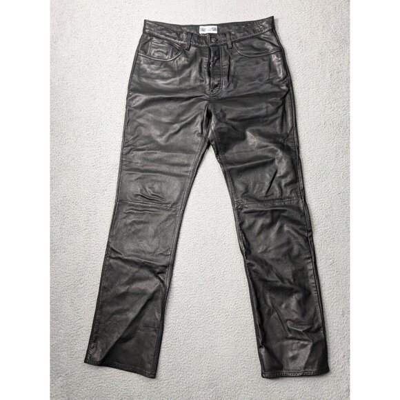GAP Other - Gap Leather Pants Mens 34 Button Fly Retro Y2K Vintage Style Rock Biker Black